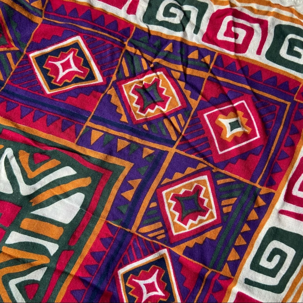 Vintage Multi Color Boho Square Scarf Wrap - Picture 3 of 6